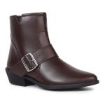Buckle Suede Ankle Length Boots for Women | Comfortable and Stylish with Low Block Heel | Casual,Formal Wear for Winter BOOT 116