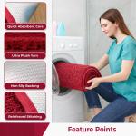 2000 GSM Microfiber Anti-Skid Bathroom Door Mats | Anti Slip Plush Soft & Super Absorbent Bath Mat | Washable Quick-Dry Floor Rug for Bathroom & Door | Pack of 2 (40×60 cm) Maroon