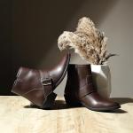 Buckle Suede Ankle Length Boots for Women | Comfortable and Stylish with Low Block Heel | Casual,Formal Wear for Winter BOOT 116