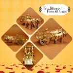 100% Pure Brass Bullock Cart Home Decor (Size: 12 cm) | Bailgadi for Gift | Bullock Cart Showpiece Brass Antique Decor Item