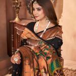 Saree Women's Paithani Silk Woven Zari Work Saree With Unstitched Blouse Piece