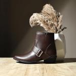 Buckle Suede Ankle Length Boots for Women | Comfortable and Stylish with Low Block Heel | Casual,Formal Wear for Winter BOOT 116