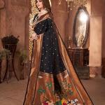 Saree Women's Paithani Silk Woven Zari Work Saree With Unstitched Blouse Piece