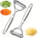 1/2Pcs Stainless Steel Handheld Vegetable Peeler with Non-Slip Handle Heavy Duty Multifunctional Kitchen Utensils